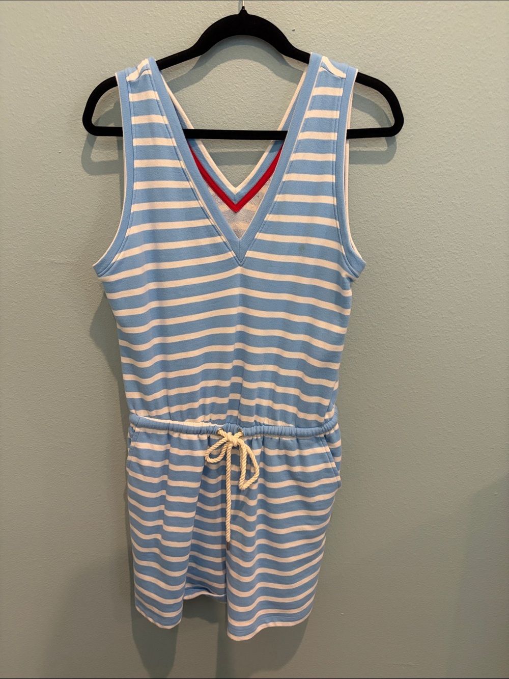 Lou & Grey Blue and White Striped Sleeveless Romper